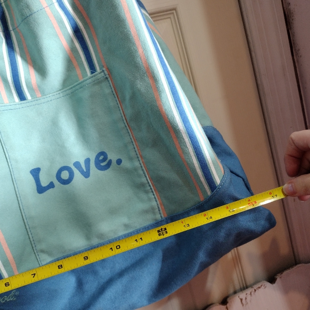 LIFE IS GOOD Love Heart Beach  LARGE CANVAS TOTE BAG EUC - Picture 8 of 9